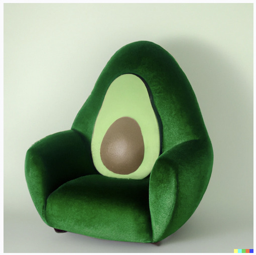 An armchair in the shape of an avocado