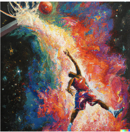 Oil painting of a basketball player